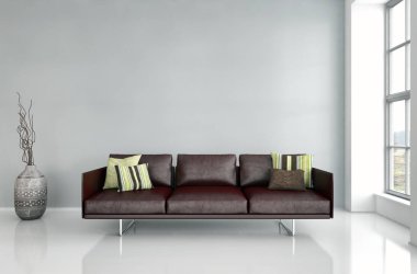 modern parlak iç mekan 3D resimleme