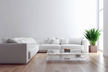 modern parlak iç mekan 3D resimleme