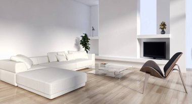 modern parlak iç mekan 3D resimleme