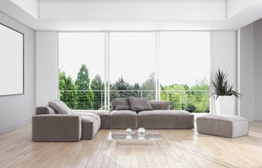 modern parlak iç mekan 3D resimleme