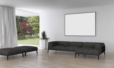 modern parlak iç mekan 3D resimleme