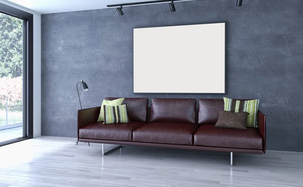 modern parlak iç mekan 3D resimleme