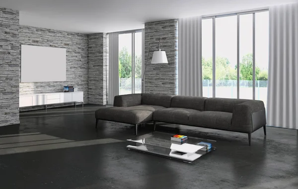 Modern helder interieur 3d rendering illustratie — Stockfoto