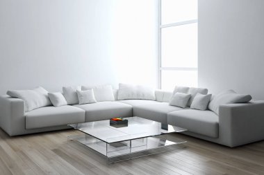 modern parlak iç mekan 3D resimleme