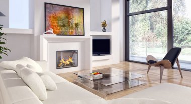 modern parlak iç mekan 3D resimleme