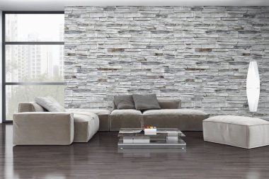 modern parlak iç mekan 3D resimleme