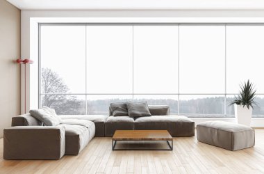 modern parlak iç mekan 3D resimleme