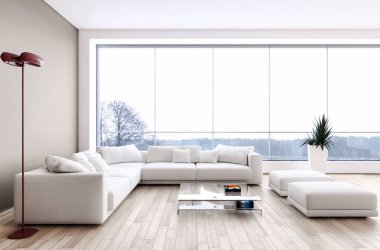 modern parlak iç mekan 3D resimleme