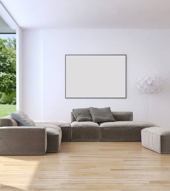 modern parlak iç mekan 3D resimleme