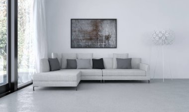 modern parlak iç mekan 3D resimleme