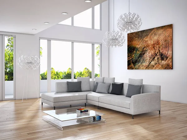 Moderno interiores brilhantes 3d renderização ilustração — Fotografia de Stock