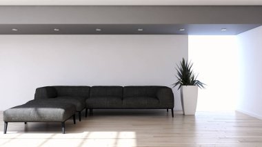 modern parlak iç mekan 3D resimleme