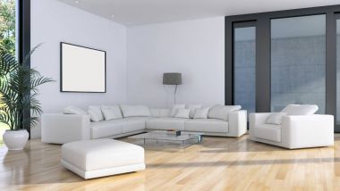 modern parlak iç mekan 3D resimleme