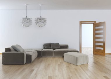 modern parlak iç mekan 3D resimleme