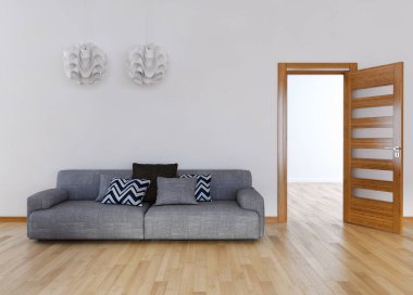 modern parlak iç mekan 3D resimleme