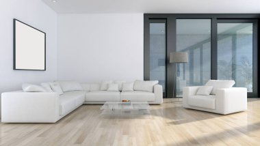 modern parlak iç mekan 3D resimleme