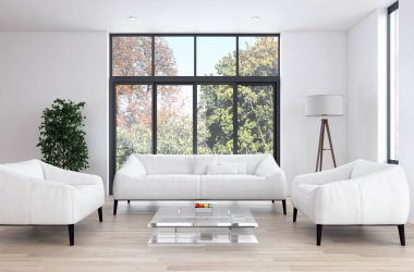 modern parlak iç mekan 3D resimleme