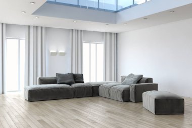 modern parlak iç mekan 3D resimleme