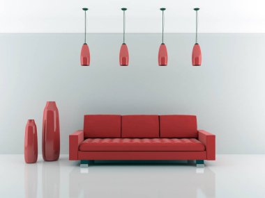 modern parlak iç mekan 3D resimleme