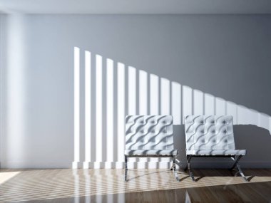 modern parlak iç mekan 3D resimleme