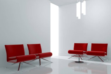 modern parlak iç mekan 3D resimleme