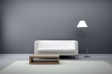 modern parlak iç mekan 3D resimleme