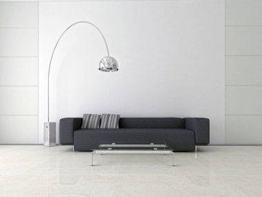 modern parlak iç mekan 3D resimleme