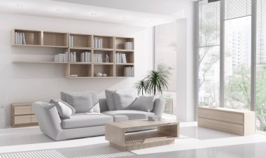 modern parlak iç mekan 3D resimleme