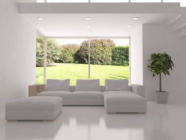 modern parlak iç mekan 3D resimleme