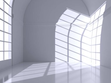modern parlak iç mekan 3D resimleme