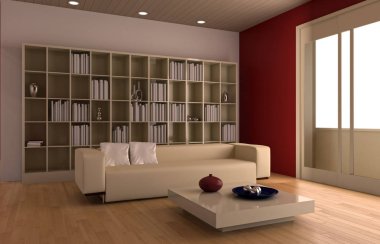 modern parlak iç mekan 3D resimleme