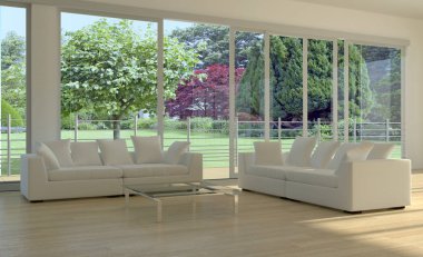 modern parlak iç mekan 3D resimleme