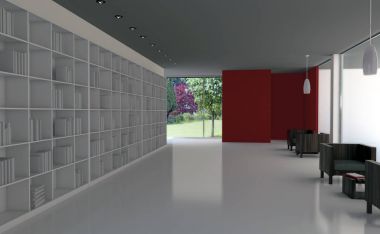 modern parlak iç mekan 3D resimleme