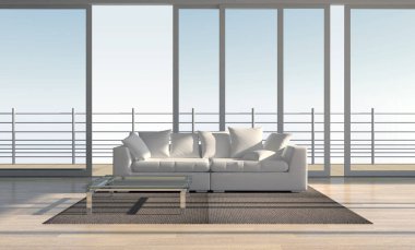 modern parlak iç mekan 3D resimleme