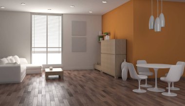 modern parlak iç mekan 3D resimleme