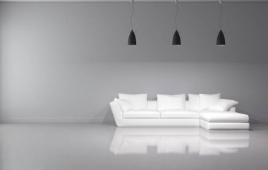 modern parlak iç mekan 3D resimleme