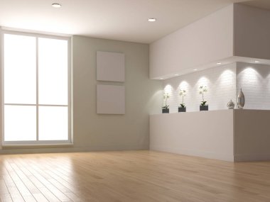 modern parlak iç mekan 3D resimleme