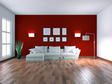 modern parlak iç mekan 3D resimleme