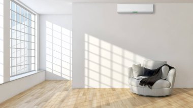 modern parlak iç mekan 3D resimleme