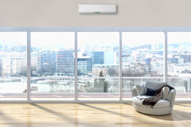 modern parlak iç mekan 3D resimleme