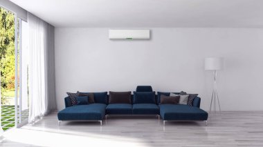 modern parlak iç mekan 3D resimleme