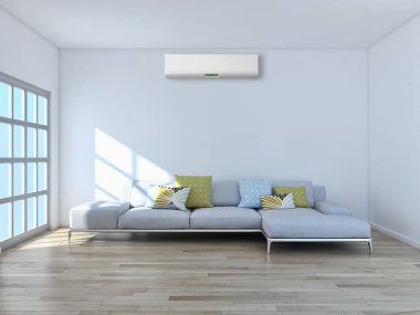 modern parlak iç mekan 3D resimleme