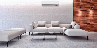modern parlak iç mekan 3D resimleme