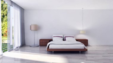 modern parlak iç mekan 3D resimleme