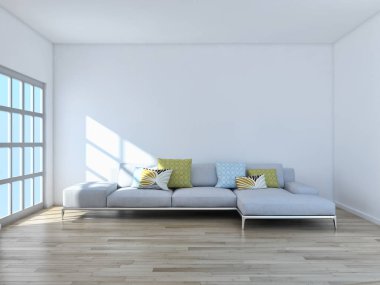 modern parlak iç mekan 3D resimleme