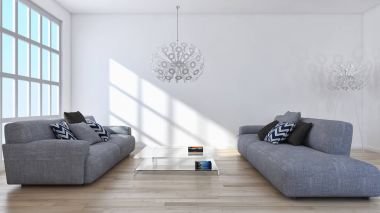 modern parlak iç mekan 3D resimleme