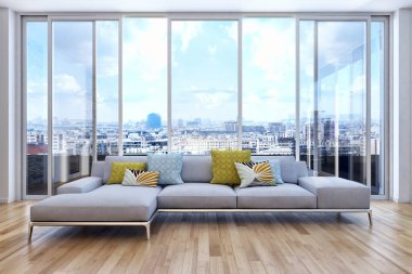 modern parlak iç mekan 3D resimleme