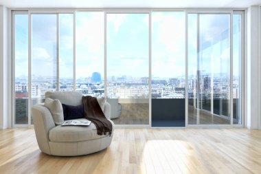 modern parlak iç mekan 3D resimleme