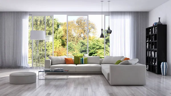 Modern helder interieur 3d rendering illustratie — Stockfoto