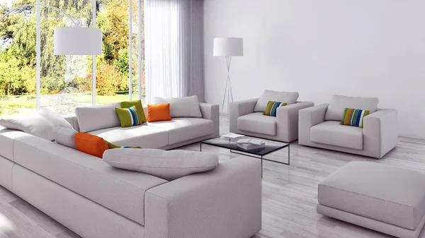 modern parlak iç mekan 3D resimleme